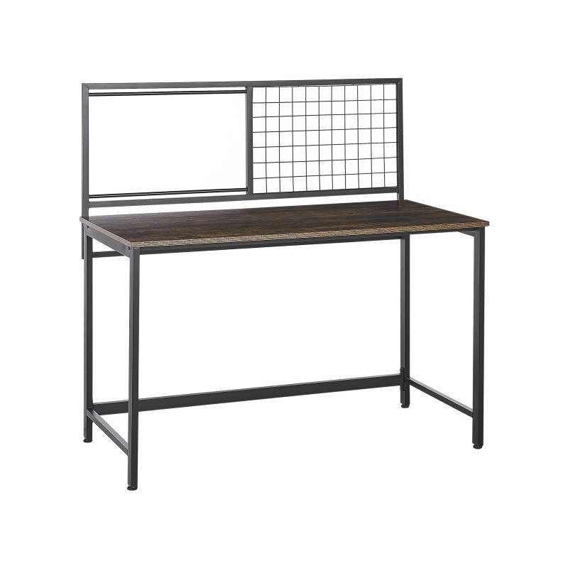 Biurko 118 x 60 cm ciemne drewno z czarnym VINCE Biurko 118 x 60 cm ciemne drewno z czarnym VINCE