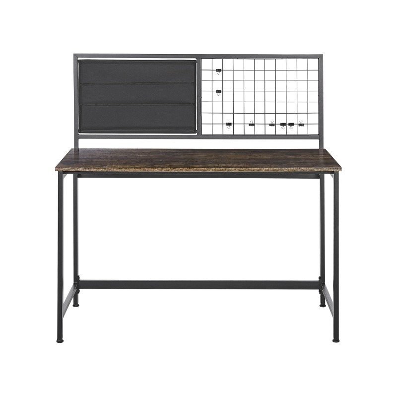 Biurko 118 x 60 cm ciemne drewno z czarnym VINCE Biurko 118 x 60 cm ciemne drewno z czarnym VINCE