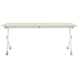 Biurko składane z kółkami 180 x 60 cm jasne drewno z białym BENDI Biurko składane z kółkami 180 x 60 cm jasne drewno z białym BENDI