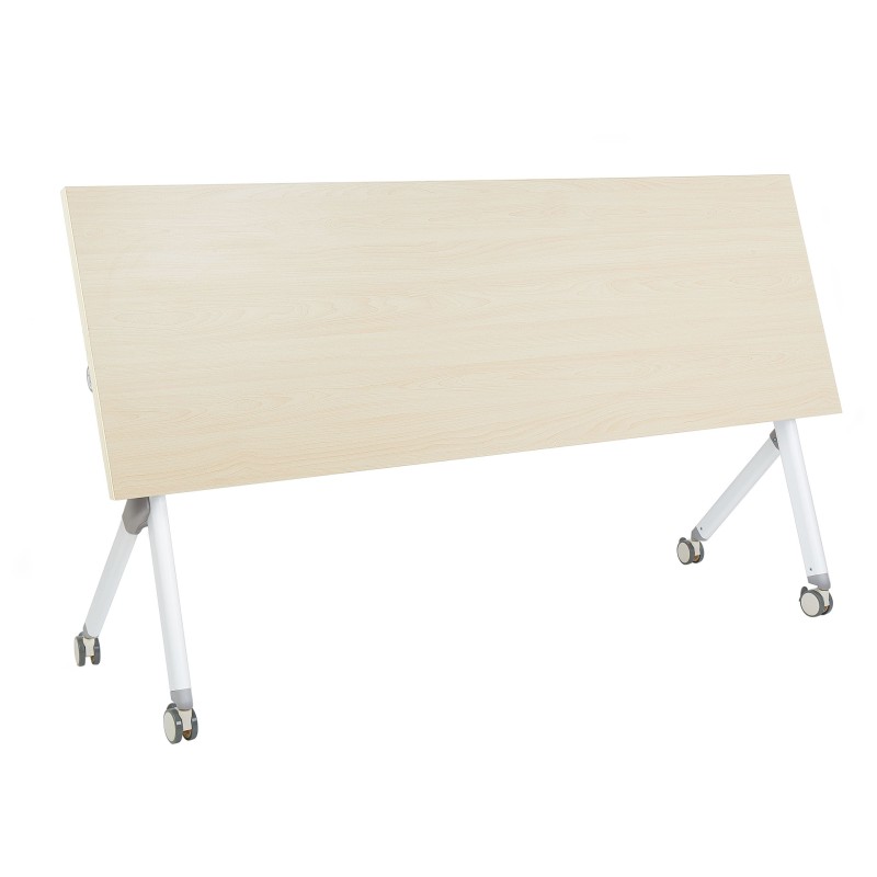 Biurko składane z kółkami 180 x 60 cm jasne drewno z białym BENDI Biurko składane z kółkami 180 x 60 cm jasne drewno z białym BENDI