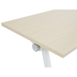 Biurko składane z kółkami 180 x 60 cm jasne drewno z białym BENDI Biurko składane z kółkami 180 x 60 cm jasne drewno z białym BENDI