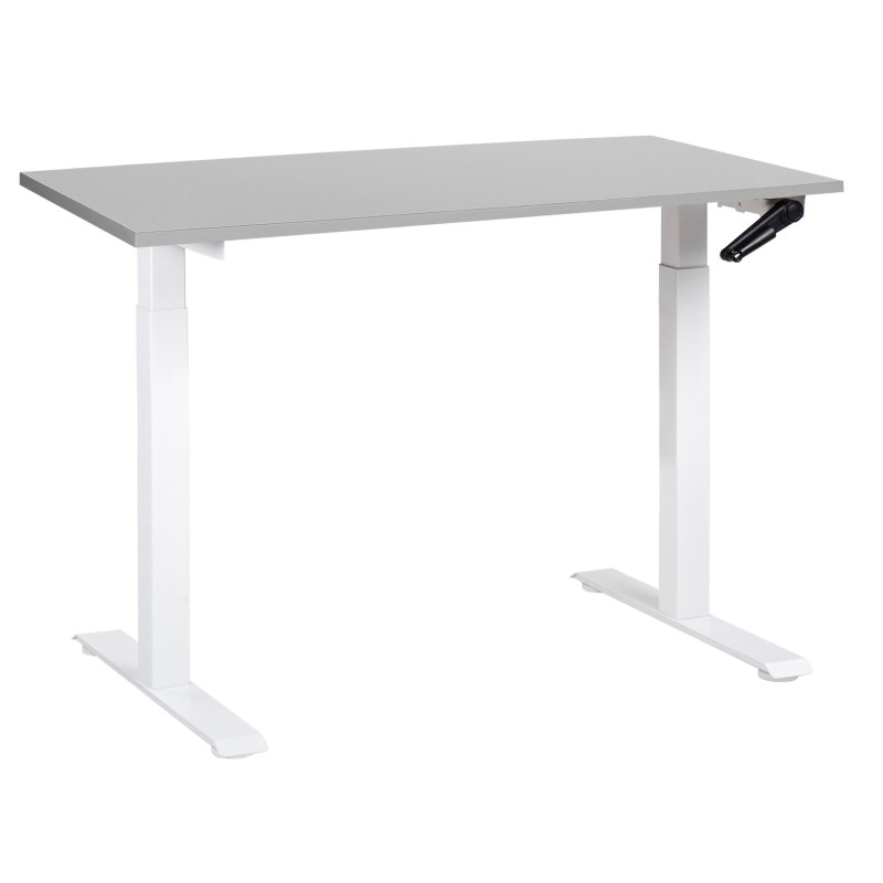 Biurko regulowane manualnie 120 x 72 cm szaro-białe DESTINES Biurko regulowane manualnie 120 x 72 cm szaro-białe DESTINES