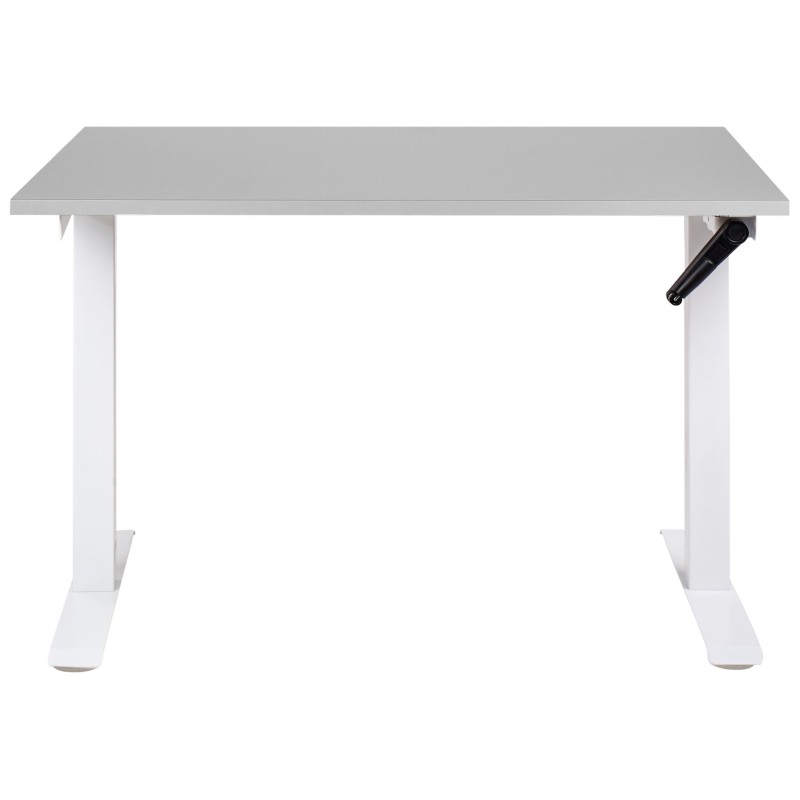 Biurko regulowane manualnie 120 x 72 cm szaro-białe DESTINES Biurko regulowane manualnie 120 x 72 cm szaro-białe DESTINES