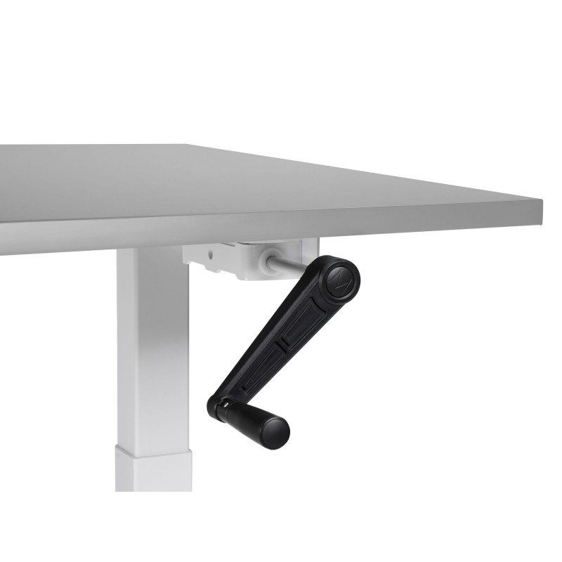Biurko regulowane manualnie 120 x 72 cm szaro-białe DESTINES Biurko regulowane manualnie 120 x 72 cm szaro-białe DESTINES