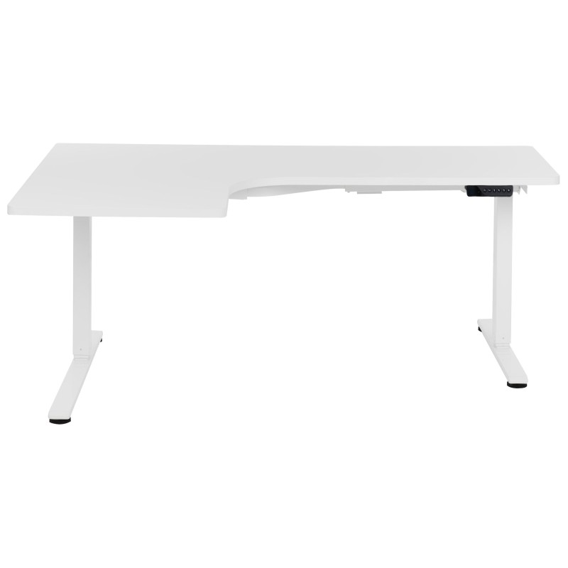Biurko narożne lewe regulowane elektrycznie 160 x 59 cm białe DESTINES Biurko narożne lewe regulowane elektrycznie 160 x 59 cm białe DESTINES