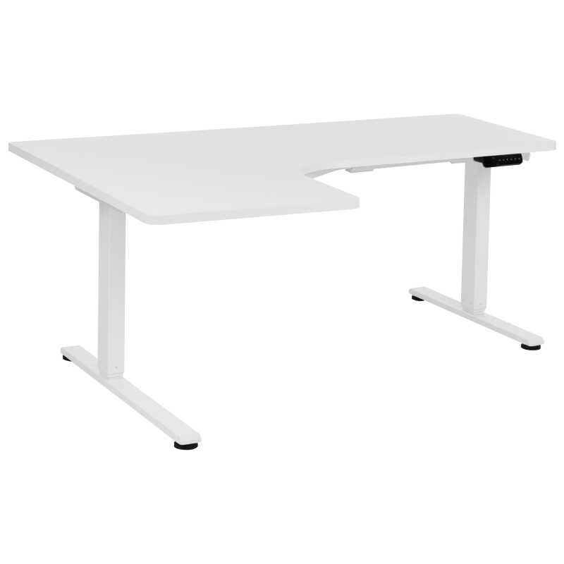 Biurko narożne lewe regulowane elektrycznie 160 x 59 cm białe DESTINES Biurko narożne lewe regulowane elektrycznie 160 x 59 cm białe DESTINES
