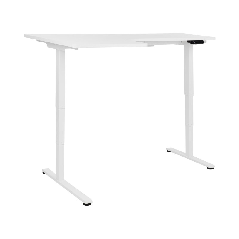 Biurko narożne lewe regulowane elektrycznie 160 x 59 cm białe DESTINES Biurko narożne lewe regulowane elektrycznie 160 x 59 cm białe DESTINES