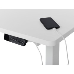 Biurko narożne lewe regulowane elektrycznie 160 x 59 cm białe DESTINES Biurko narożne lewe regulowane elektrycznie 160 x 59 cm białe DESTINES