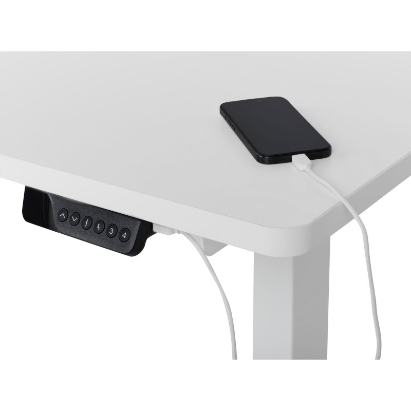 Biurko narożne lewe regulowane elektrycznie 160 x 59 cm białe DESTINES Biurko narożne lewe regulowane elektrycznie 160 x 59 cm białe DESTINES