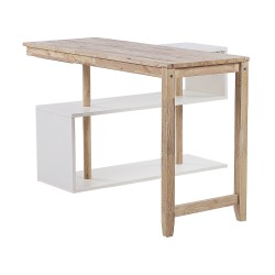 Rozkładane biurko z regałem 120 x 45 cm jasne drewno i biały CHANDLER Rozkładane biurko z regałem 120 x 45 cm jasne drewno i biały CHANDLER