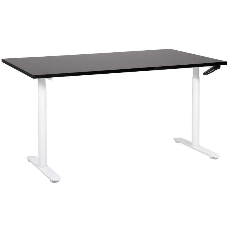 Biurko regulowane manualnie 160 x 72 cm czarno-białe DESTINAS Biurko regulowane manualnie 160 x 72 cm czarno-białe DESTINAS