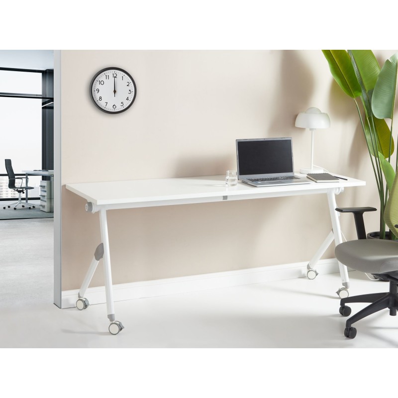 Biurko składane z kółkami 180 x 60 cm białe BENDI Biurko składane z kółkami 180 x 60 cm białe BENDI