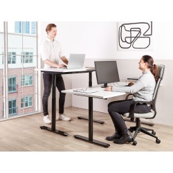 Biurko regulowane elektrycznie 180 x 80 cm biało-czarne DESTINAS Biurko regulowane elektrycznie 180 x 80 cm biało-czarne DESTINAS
