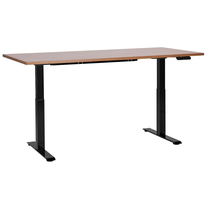 Biurko regulowane elektrycznie 180 x 80 cm ciemne drewno z czarnym DESTINES Biurko regulowane elektrycznie 180 x 80 cm ciemne drewno z czarnym DESTINES