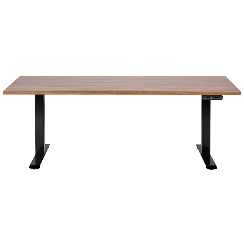 Biurko regulowane elektrycznie 180 x 80 cm ciemne drewno z czarnym DESTINES Biurko regulowane elektrycznie 180 x 80 cm ciemne drewno z czarnym DESTINES