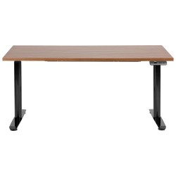 Biurko regulowane elektrycznie 160 x 72 cm ciemne drewno z czarnym DESTINAS Biurko regulowane elektrycznie 160 x 72 cm ciemne drewno z czarnym DESTINAS