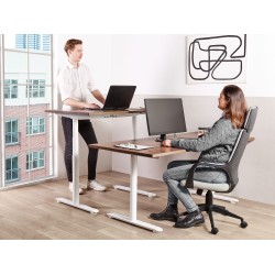 Biurko regulowane elektrycznie 180 x 80 cm ciemne drewno z białym DESTINAS Biurko regulowane elektrycznie 180 x 80 cm ciemne drewno z białym DESTINAS