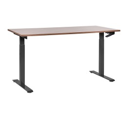 Biurko regulowane manualnie 160 x 72 cm ciemne drewno z czarnym DESTINES