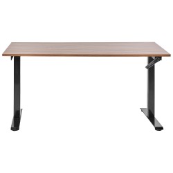 Biurko regulowane manualnie 160 x 72 cm ciemne drewno z czarnym DESTINES Biurko regulowane manualnie 160 x 72 cm ciemne drewno z czarnym DESTINES