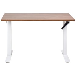 Biurko regulowane manualnie 120 x 72 cm ciemne drewno z białym DESTINES Biurko regulowane manualnie 120 x 72 cm ciemne drewno z białym DESTINES