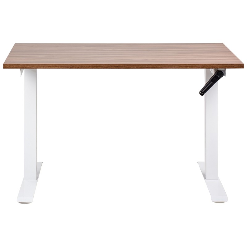 Biurko regulowane manualnie 120 x 72 cm ciemne drewno z białym DESTINES Biurko regulowane manualnie 120 x 72 cm ciemne drewno z białym DESTINES