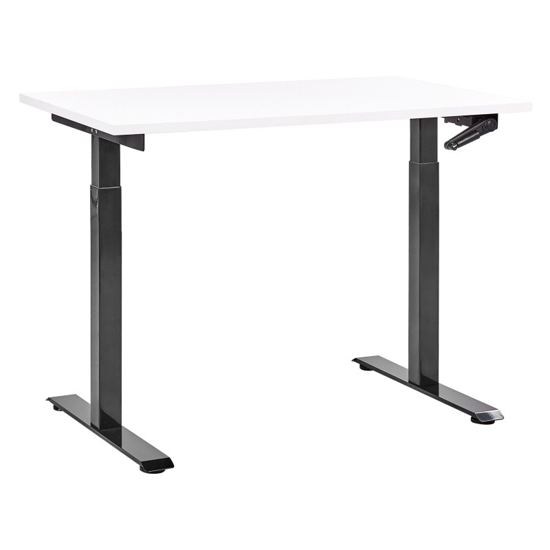 Biurko regulowane manualnie 120 x 72 cm biało-czarne DESTINES Biurko regulowane manualnie 120 x 72 cm biało-czarne DESTINES