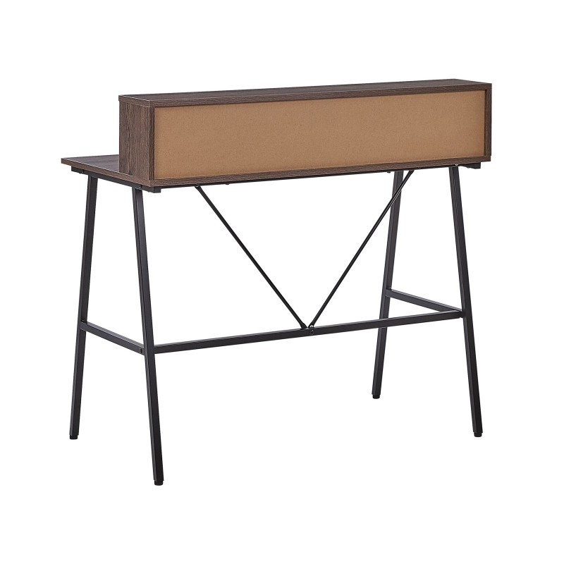 Biurko z półkami 100 x 50 cm ciemne drewno HARISON Biurko z półkami 100 x 50 cm ciemne drewno HARISON