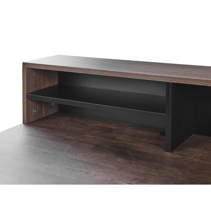 Biurko z półkami 100 x 50 cm ciemne drewno HARISON Biurko z półkami 100 x 50 cm ciemne drewno HARISON