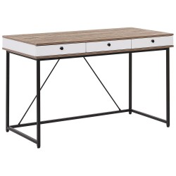 Biurko z szufladami 120 x 60 cm jasne drewno z czarnym HINTON