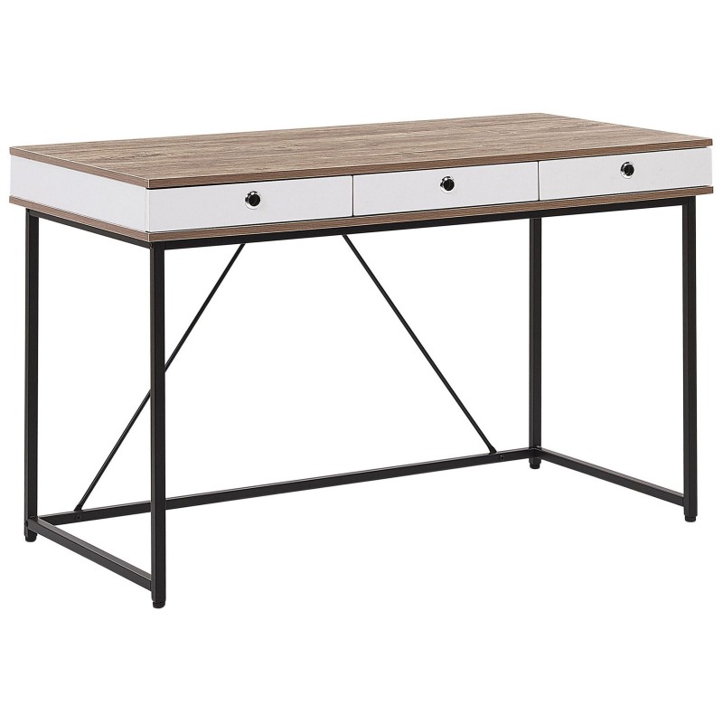 Biurko z szufladami 120 x 60 cm jasne drewno z czarnym HINTON