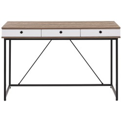 Biurko z szufladami 120 x 60 cm jasne drewno z czarnym HINTON Biurko z szufladami 120 x 60 cm jasne drewno z czarnym HINTON