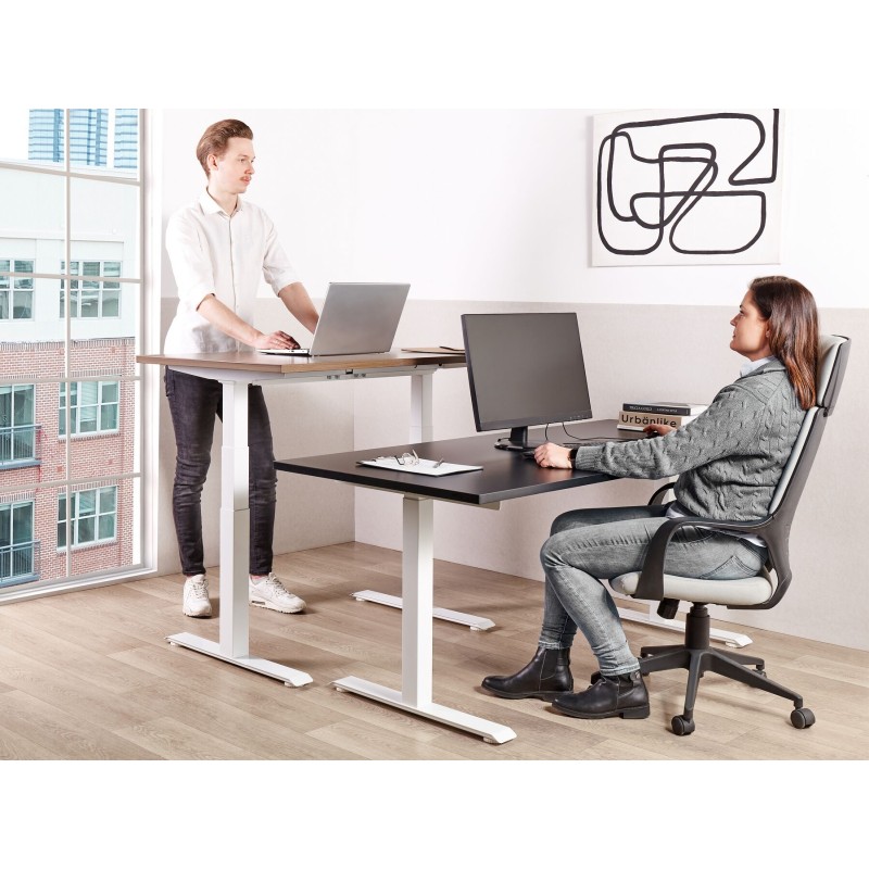 Biurko regulowane elektrycznie 180 x 80 cm czarno-białe DESTINES Biurko regulowane elektrycznie 180 x 80 cm czarno-białe DESTINES
