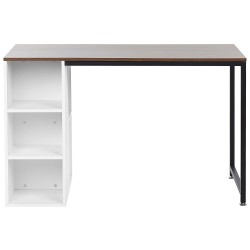 Biurko z półkami 120 x 60 cm ciemne drewno z białym DESE Biurko z półkami 120 x 60 cm ciemne drewno z białym DESE