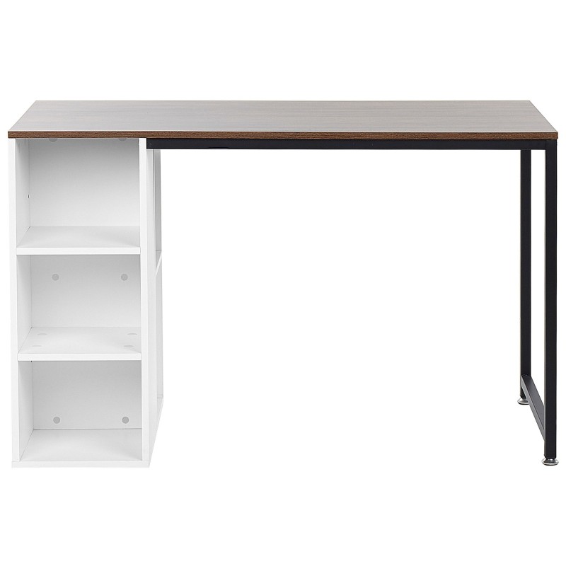 Biurko z półkami 120 x 60 cm ciemne drewno z białym DESE Biurko z półkami 120 x 60 cm ciemne drewno z białym DESE