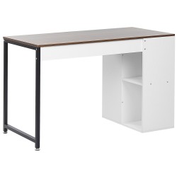 Biurko z półkami 120 x 60 cm ciemne drewno z białym DESE Biurko z półkami 120 x 60 cm ciemne drewno z białym DESE
