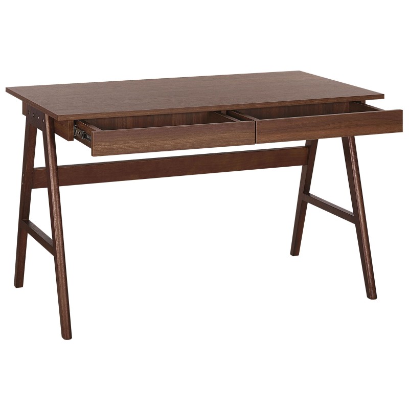 Biurko z szufladami 120 x 70 cm ciemne drewno SHESLAY Biurko z szufladami 120 x 70 cm ciemne drewno SHESLAY