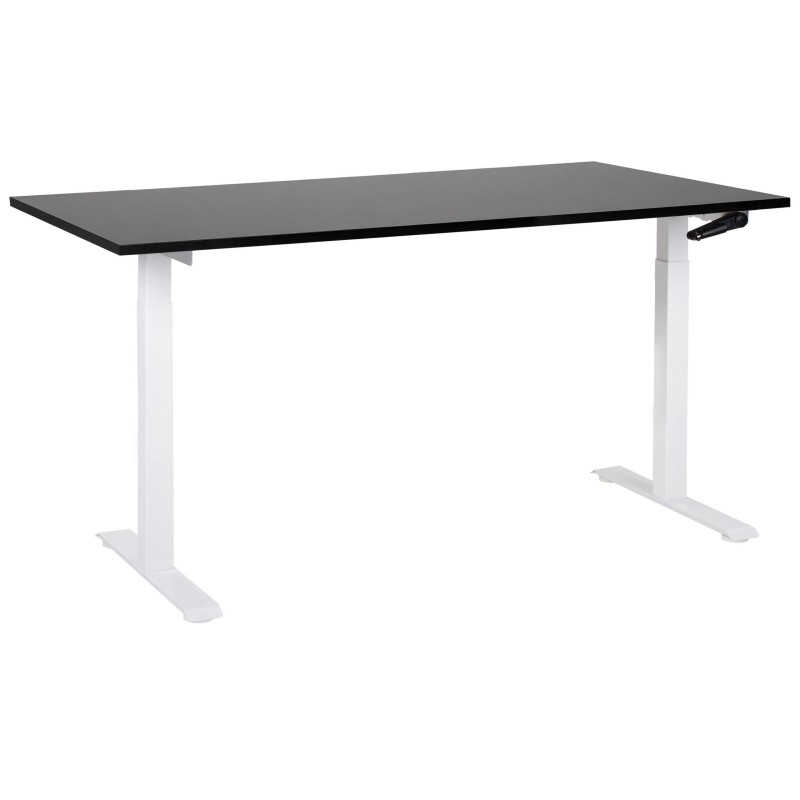 Biurko regulowane manualnie 160 x 72 cm czarno-białe DESTINES Biurko regulowane manualnie 160 x 72 cm czarno-białe DESTINES