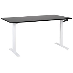 Biurko regulowane manualnie 160 x 72 cm czarno-białe DESTINES Biurko regulowane manualnie 160 x 72 cm czarno-białe DESTINES