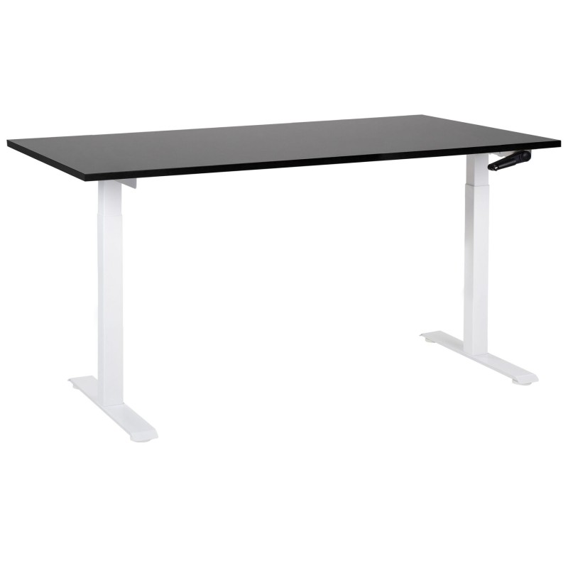 Biurko regulowane manualnie 160 x 72 cm czarno-białe DESTINES Biurko regulowane manualnie 160 x 72 cm czarno-białe DESTINES