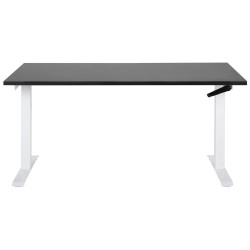 Biurko regulowane manualnie 160 x 72 cm czarno-białe DESTINES Biurko regulowane manualnie 160 x 72 cm czarno-białe DESTINES