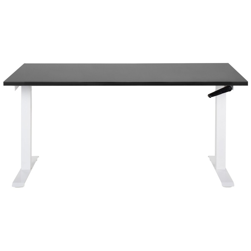 Biurko regulowane manualnie 160 x 72 cm czarno-białe DESTINES Biurko regulowane manualnie 160 x 72 cm czarno-białe DESTINES
