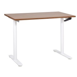 Biurko regulowane manualnie 120 x 72 cm ciemne drewno z białym DESTINAS