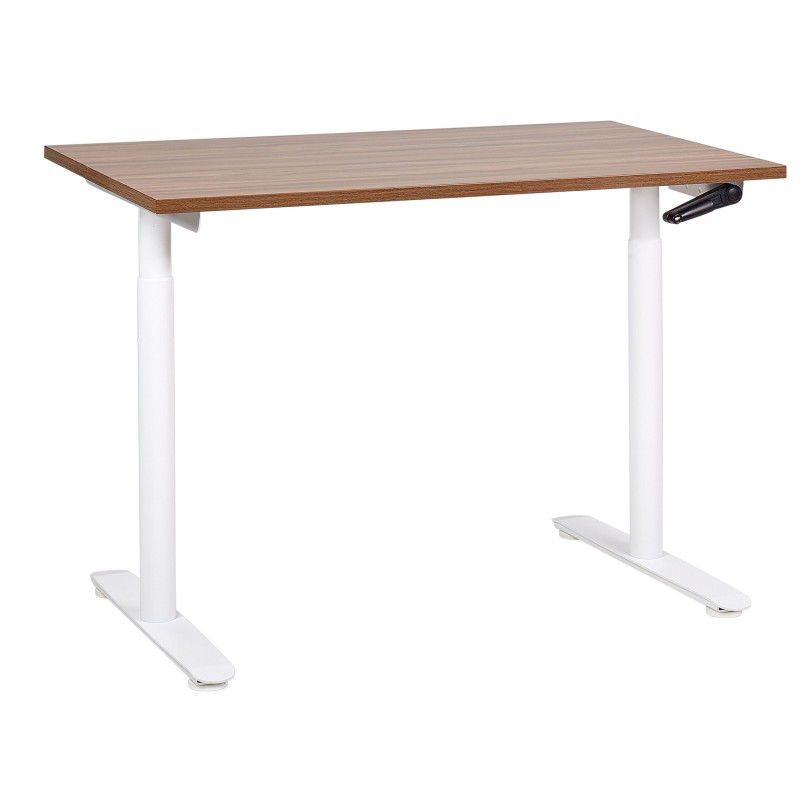 Biurko regulowane manualnie 120 x 72 cm ciemne drewno z białym DESTINAS Biurko regulowane manualnie 120 x 72 cm ciemne drewno z białym DESTINAS