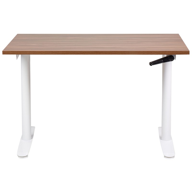 Biurko regulowane manualnie 120 x 72 cm ciemne drewno z białym DESTINAS Biurko regulowane manualnie 120 x 72 cm ciemne drewno z białym DESTINAS
