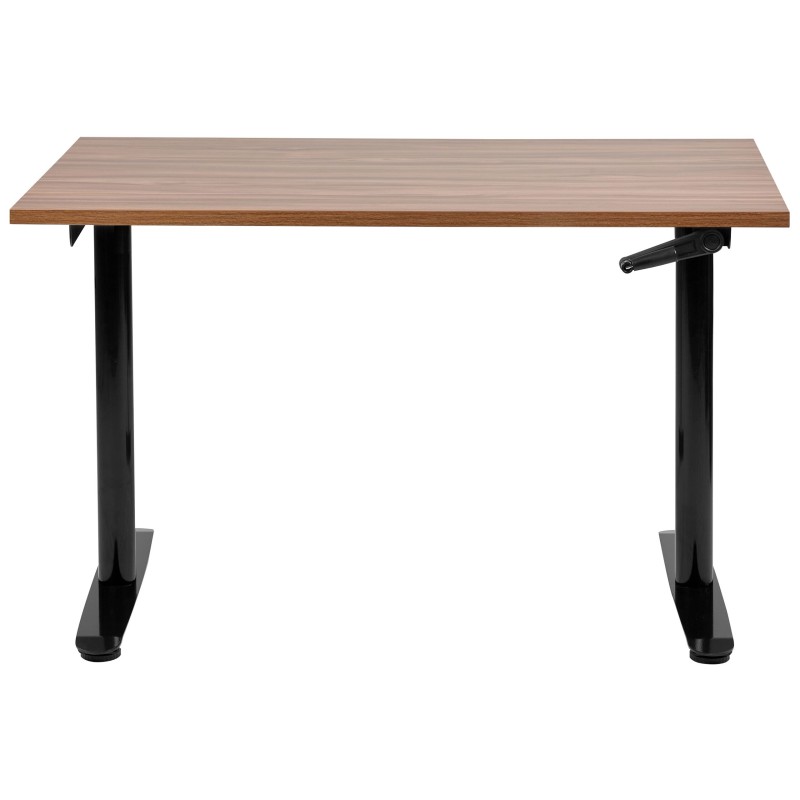 Biurko regulowane manualnie 120 x 72 cm ciemne drewno z czarnym DESTINAS Biurko regulowane manualnie 120 x 72 cm ciemne drewno z czarnym DESTINAS