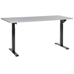 Biurko regulowane manualnie 160 x 72 cm szaro-czarne DESTINES Biurko regulowane manualnie 160 x 72 cm szaro-czarne DESTINES