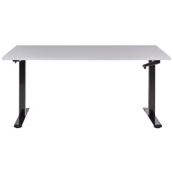 Biurko regulowane manualnie 160 x 72 cm szaro-czarne DESTINES Biurko regulowane manualnie 160 x 72 cm szaro-czarne DESTINES