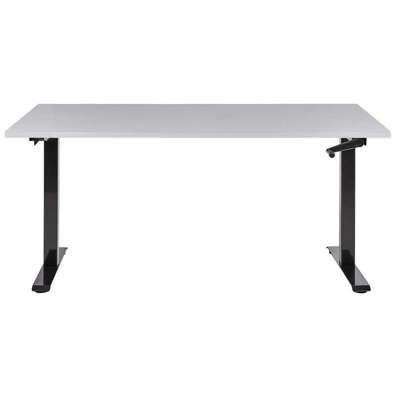 Biurko regulowane manualnie 160 x 72 cm szaro-czarne DESTINES Biurko regulowane manualnie 160 x 72 cm szaro-czarne DESTINES