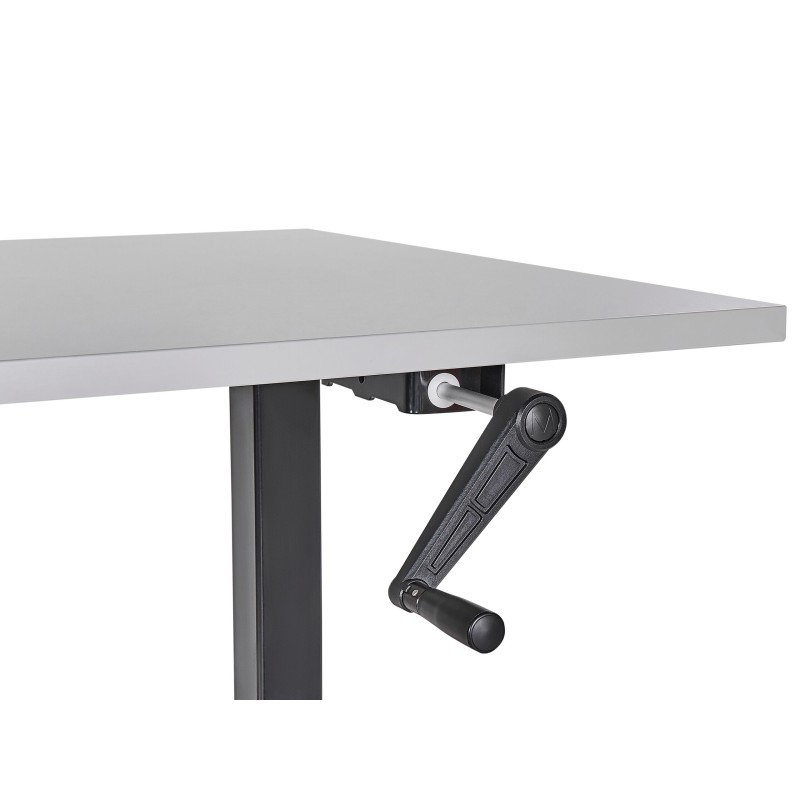 Biurko regulowane manualnie 160 x 72 cm szaro-czarne DESTINES Biurko regulowane manualnie 160 x 72 cm szaro-czarne DESTINES