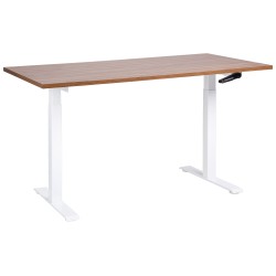 Biurko regulowane manualnie 160 x 72 cm ciemne drewno z białym DESTINES